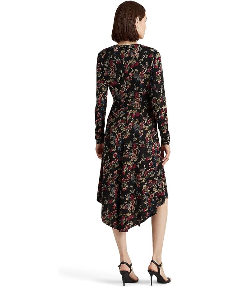 

Платье LAUREN Ralph Lauren Floral Surplice Jersey Dress, черный мульти