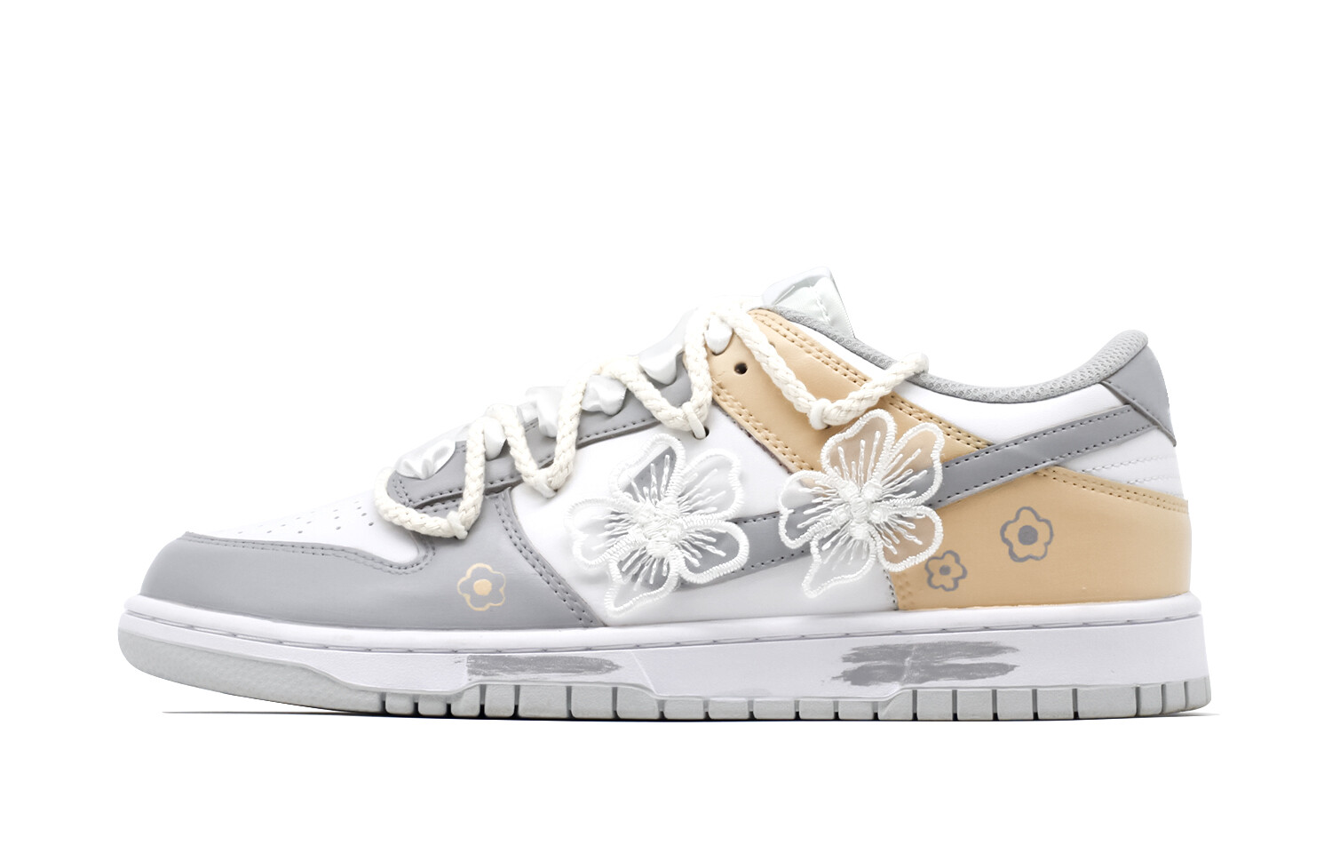 

Кроссовки Nike Dunk Skateboarding Shoes Women's Low-top Grey/white/orange, серый/белый