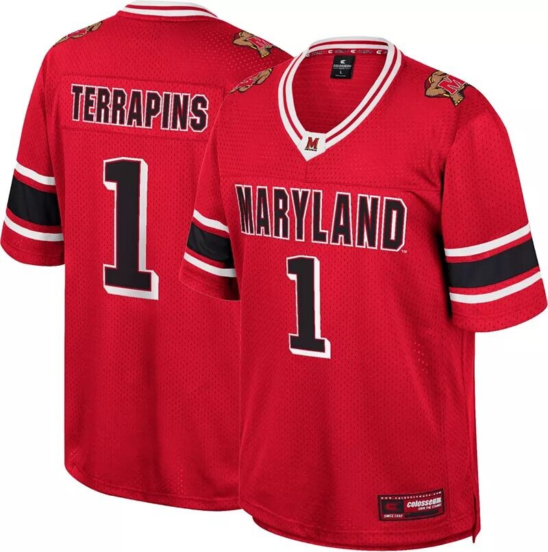 

Colosseum Молодежная футбольная майка Maryland Terrapins Red No Fate