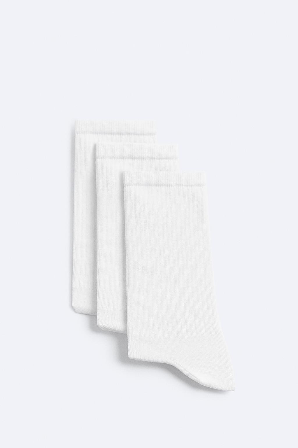 цена Набор из 3 носков в ребруску ZARA, белый