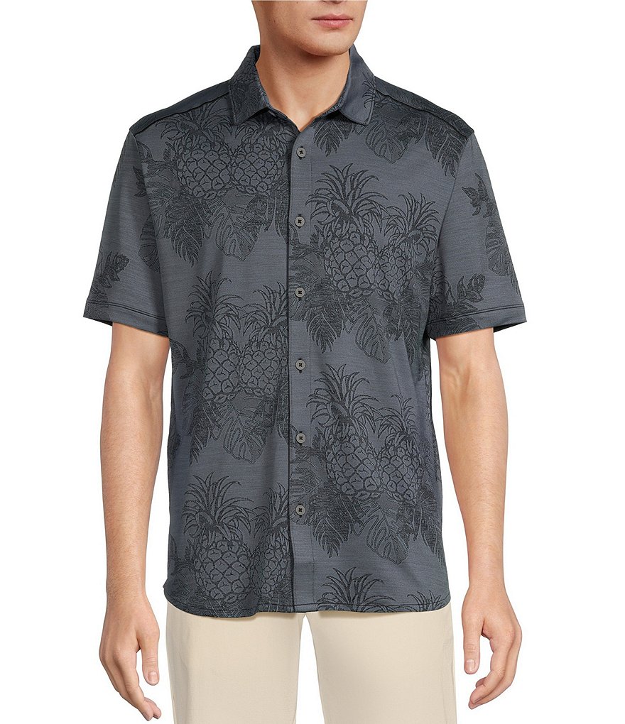 Тканая рубашка с короткими рукавами Tommy Bahama Pina Grove Camp, черный рубашка поло pina grande tommy bahama синий