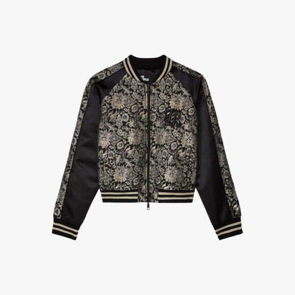 

Тканый жакет с металлизированной цветочной вышивкой The Kooples, черный