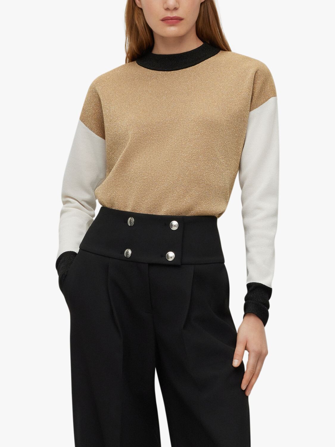 

Джемпер из смесовой шерсти HUGO BOSS Fangal Color Block, разноцветный