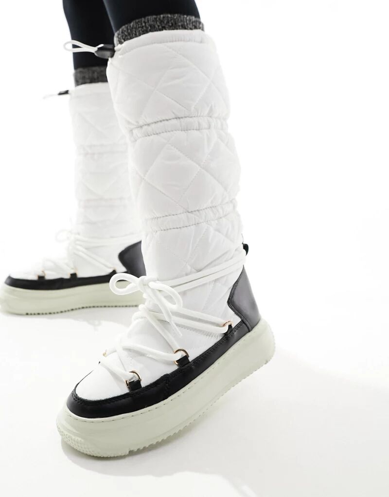 Белые стеганые зимние ботинки Pajar с высоким голенищем