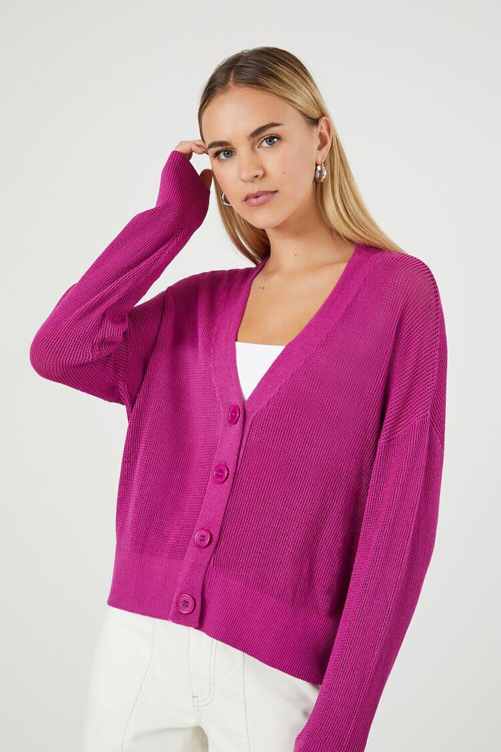 

Кардиган с V-образным вырезом Forever 21, розовый