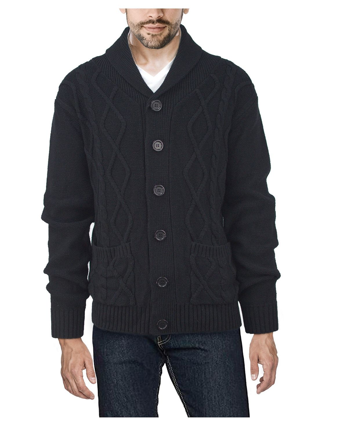 Мужской кардиган косой вязки с шалевым воротником X-Ray мужской свитер пальто шикарный вязаный однотонный повседневный плотный зимний жакет для дома мужское пальто мужской свитер пальто