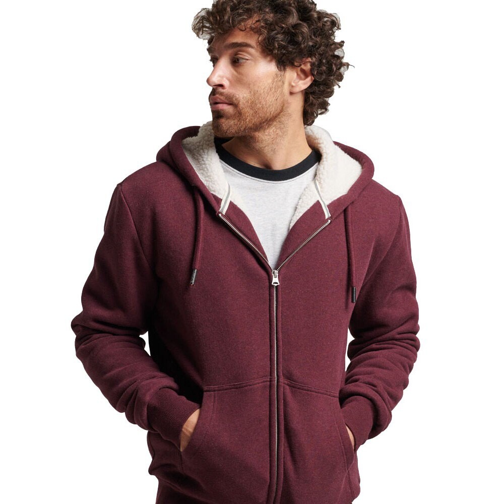 

Толстовка Superdry Borg Lined Hood Full Zip, красный