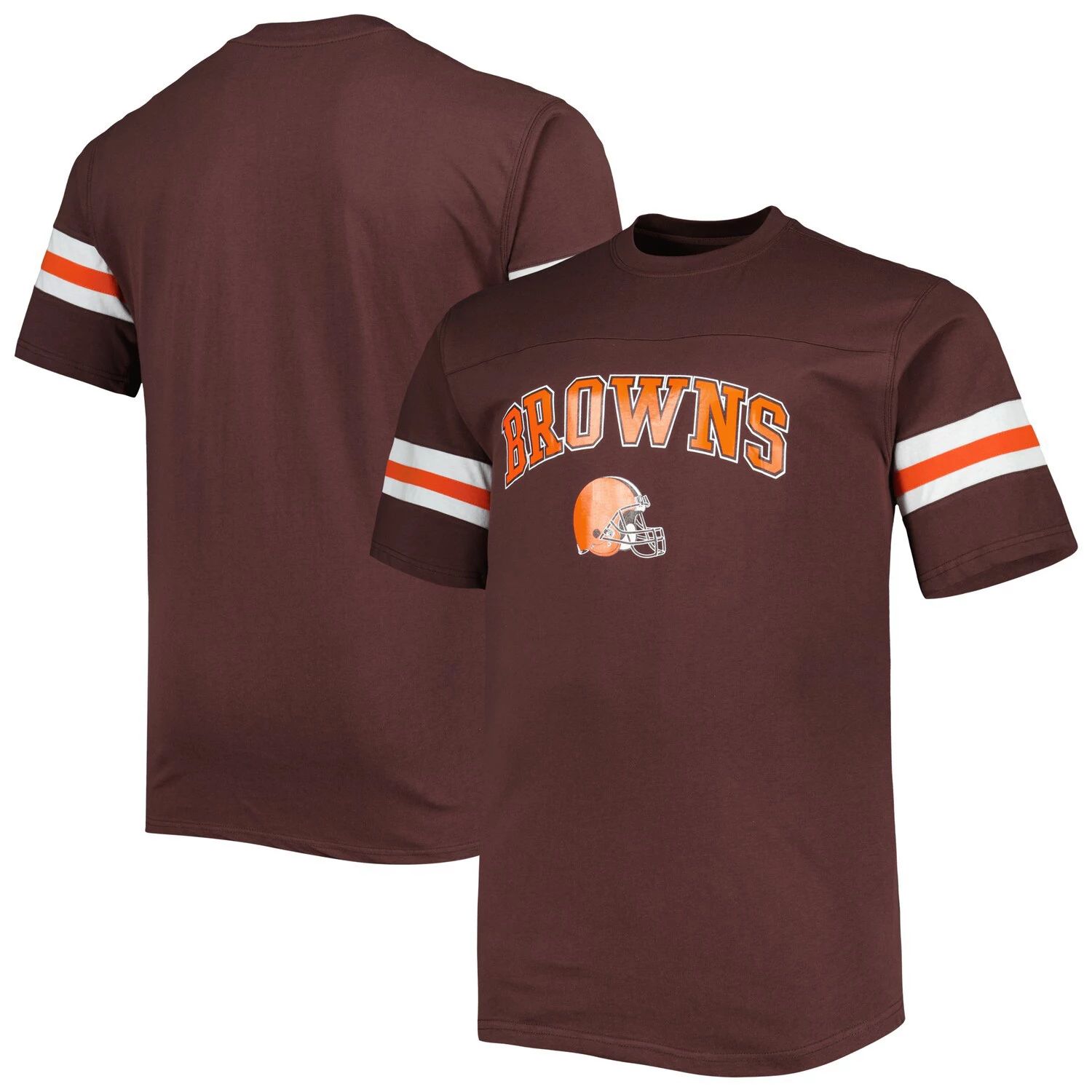 Мужская коричневая футболка с полосками на рукавах Cleveland Browns