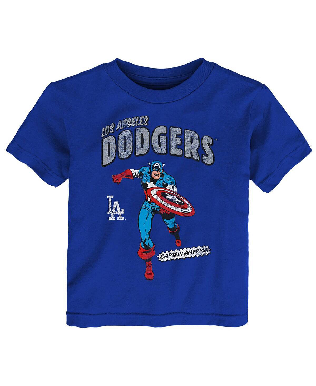 

Футболка Royal Los Angeles Dodgers Team Captain America Marvel для мальчиков и девочек для малышей Outerstuff