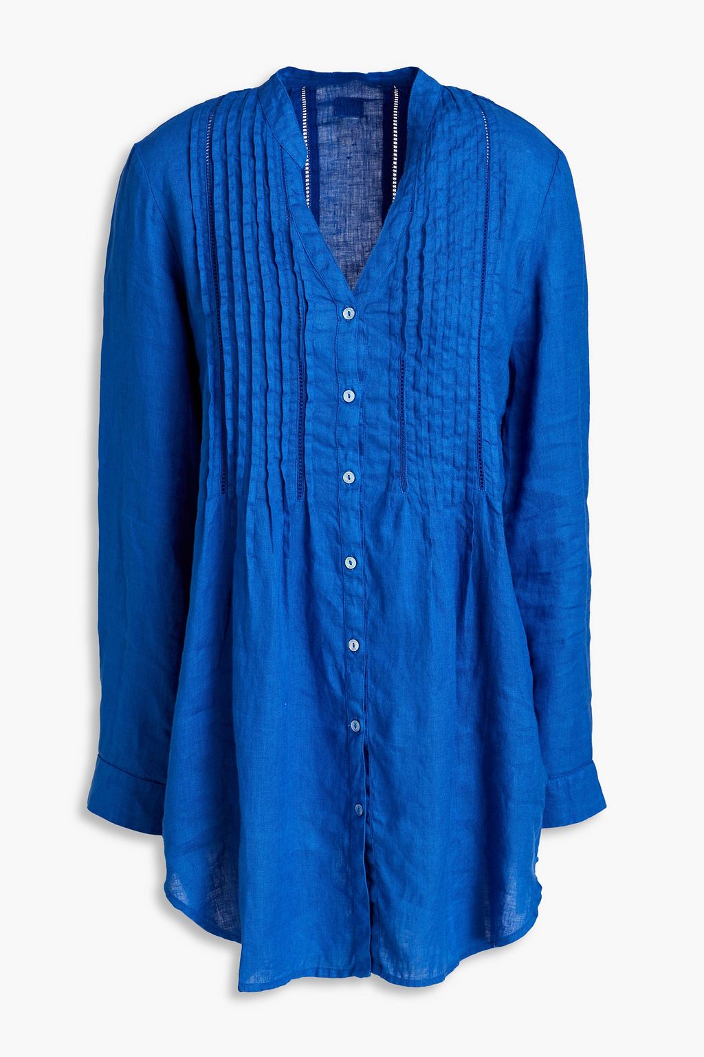 Льняная блузка с защипами 120% LINO, синий