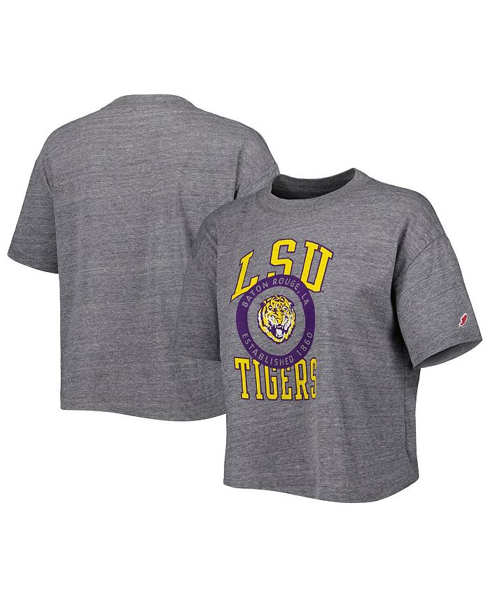 

Женская футболка цвета миди с уплотнениями Tri-Blend LSU Tigers Intramural Midi Grey, цвет верескового цвета League Collegiate Wear, серый