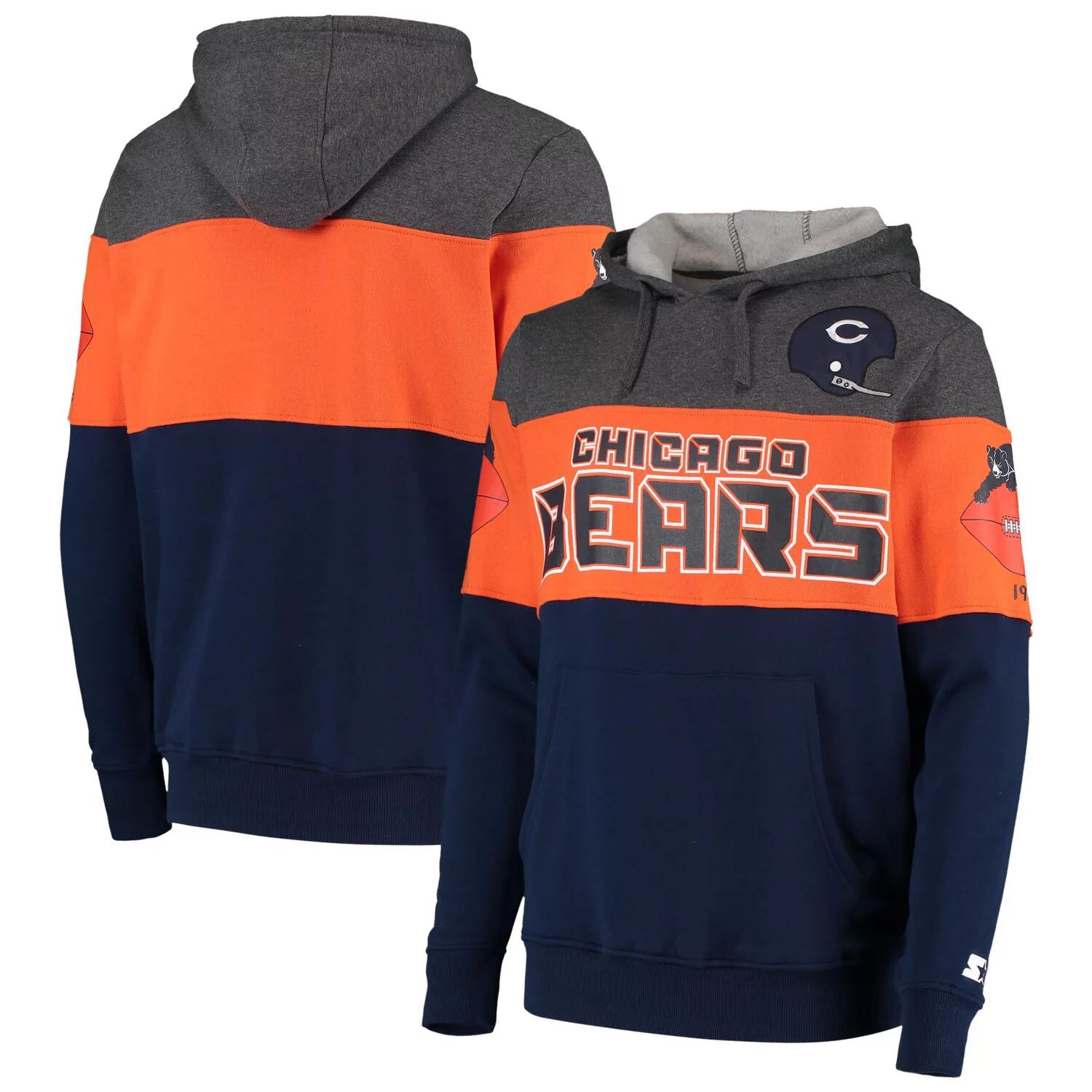 

Мужской стартовый пуловер с капюшоном темно-серого/оранжевого цвета Chicago Bears Extreme Fireballer Throwback Starter, Оранжевый