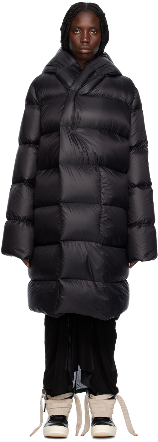

Черный пуховик с капюшоном Черный Rick Owens