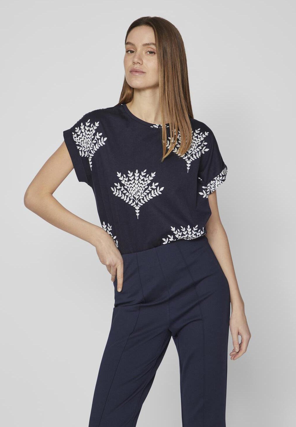 

Футболка с принтом Viannie VILA, цвет navy/white