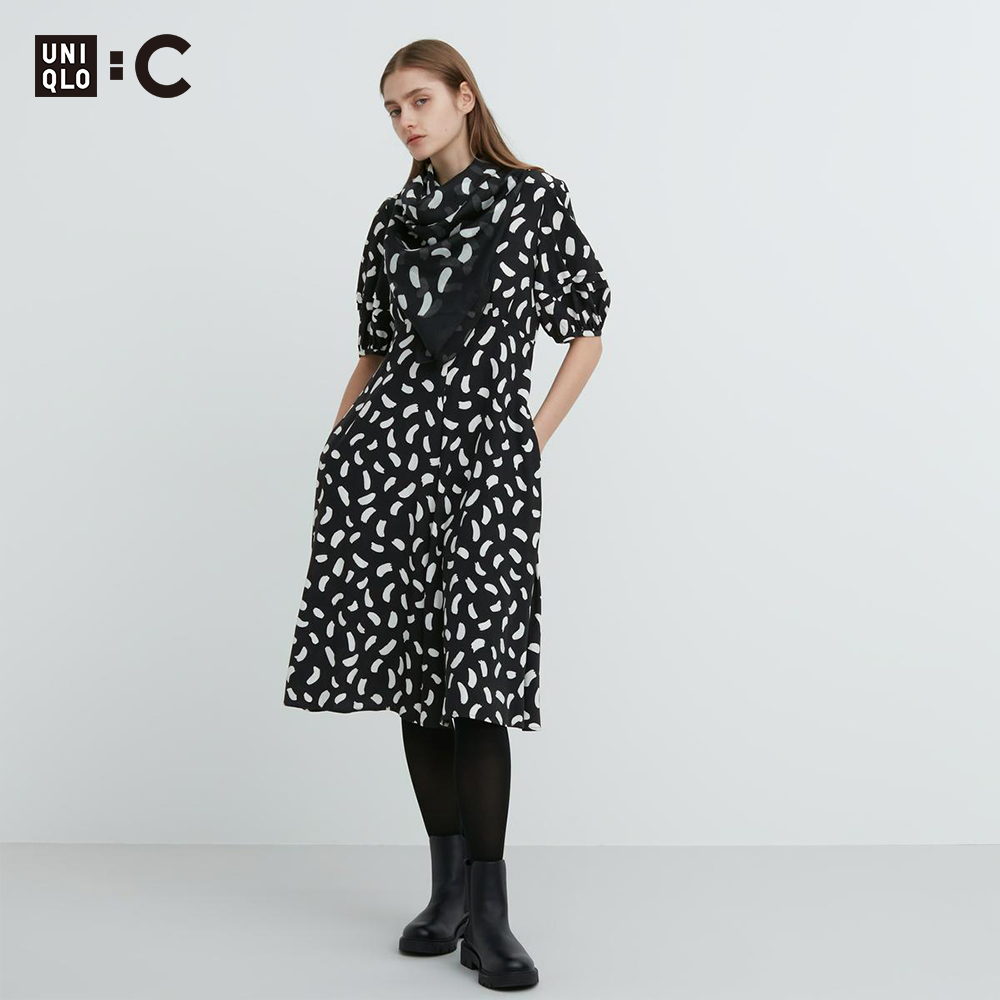 

Платье Uniqlo с рукавами-фонариками, черный