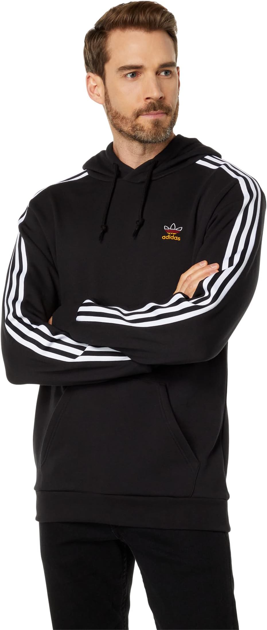 

Толстовка с капюшоном и пуловером с 3 полосками adidas, цвет Black/Team Power Red/Team Collegiate Gold/White