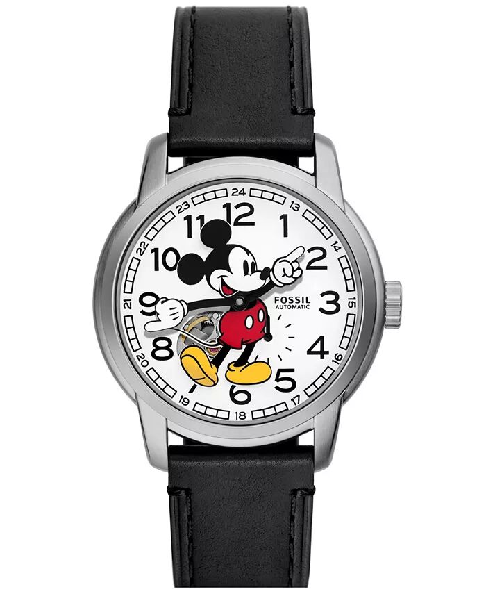 

Часы унисекс Disney x Fossil Special Edition, черные кожаные часы с тремя стрелками, 40 мм, черный
