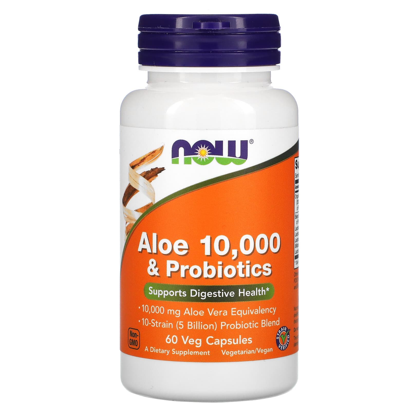 

Алоэ 10 000 с пробиотиками, 60 растительных капсул, NOW Foods