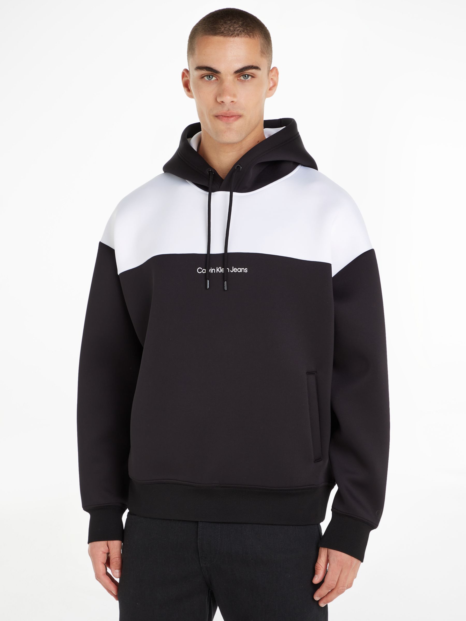 

Джинсовый пуловер с капюшоном Calvin Klein, черно-белый, Черный
