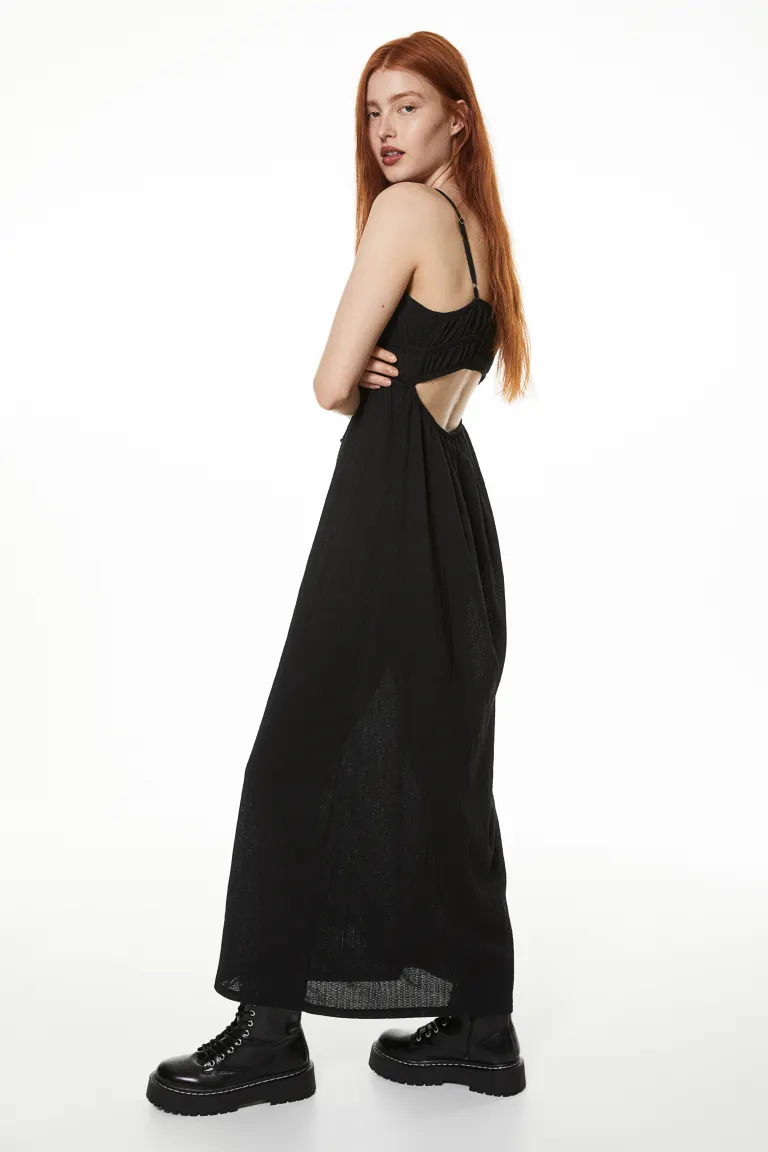 Мятое платье со шнурками H&M, черный