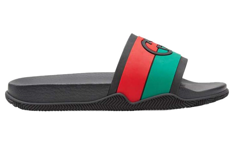 

Шлепанцы Gucci Slide Interlocking G, черный/красный/зеленый