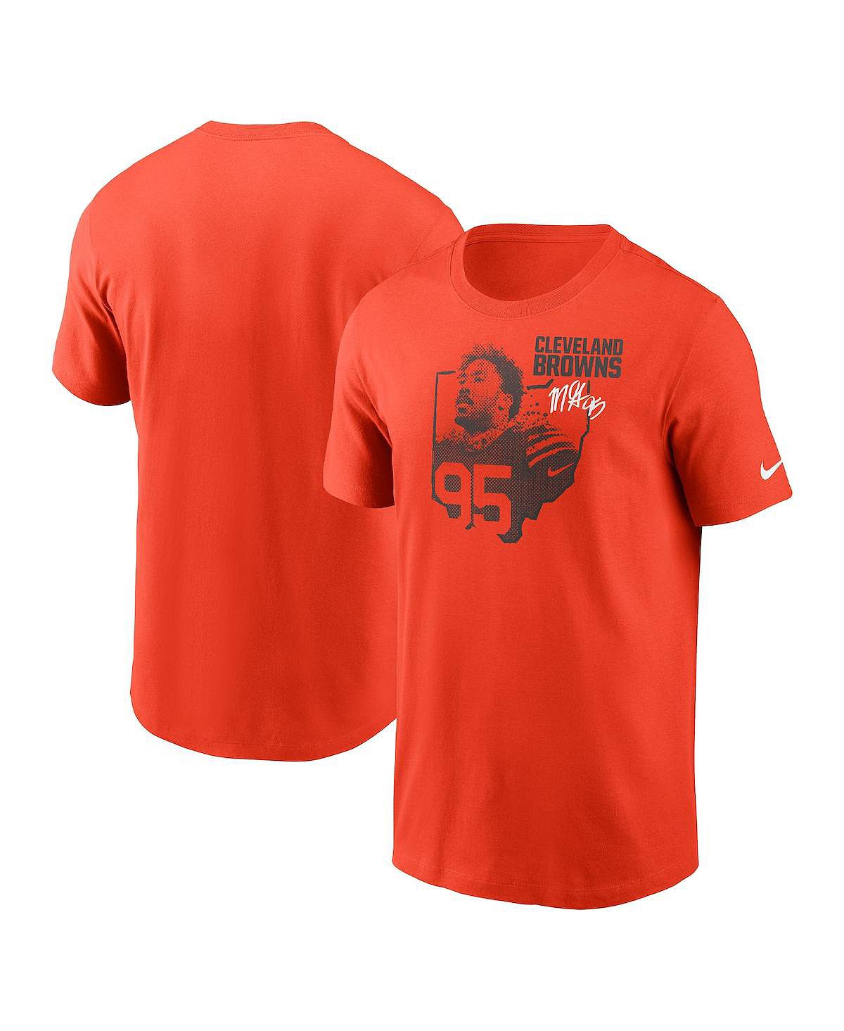 

Мужская футболка с рисунком Myles Garrett Orange Cleveland Browns Player Nike