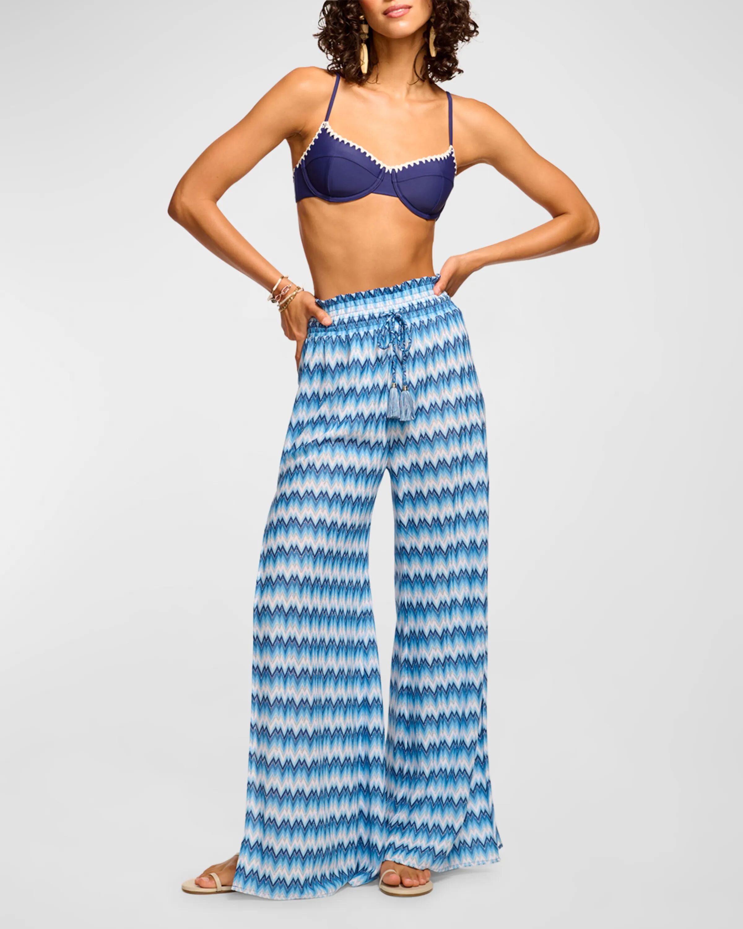 

Брюки с кулиской Chevron Glora Ramy Brook, цвет Blue Zig Zag
