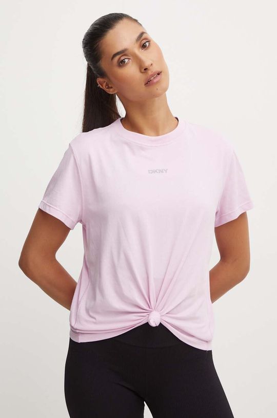 Хлопковая футболка Dkny, розовый