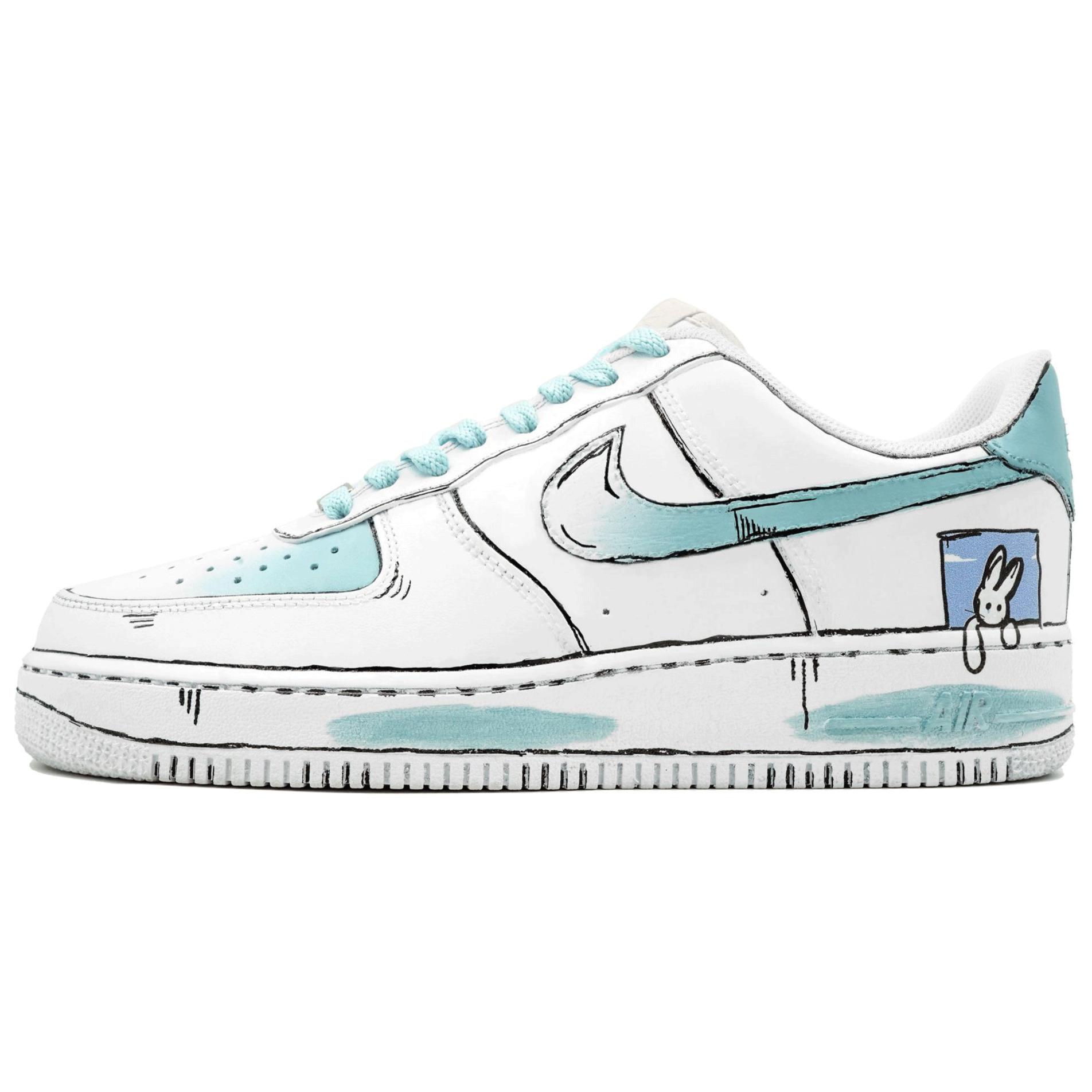 

Кроссовки Nike Air Force 1 Skateboarding Shoes Women's Low-top Blue, белый