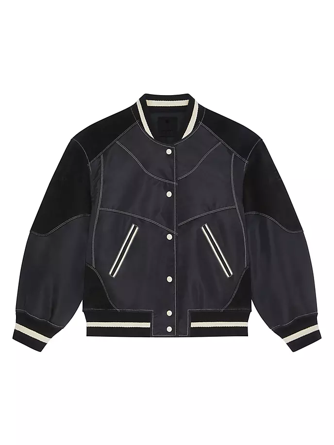 Университетская куртка оверсайз с кожаными деталями Givenchy, черный