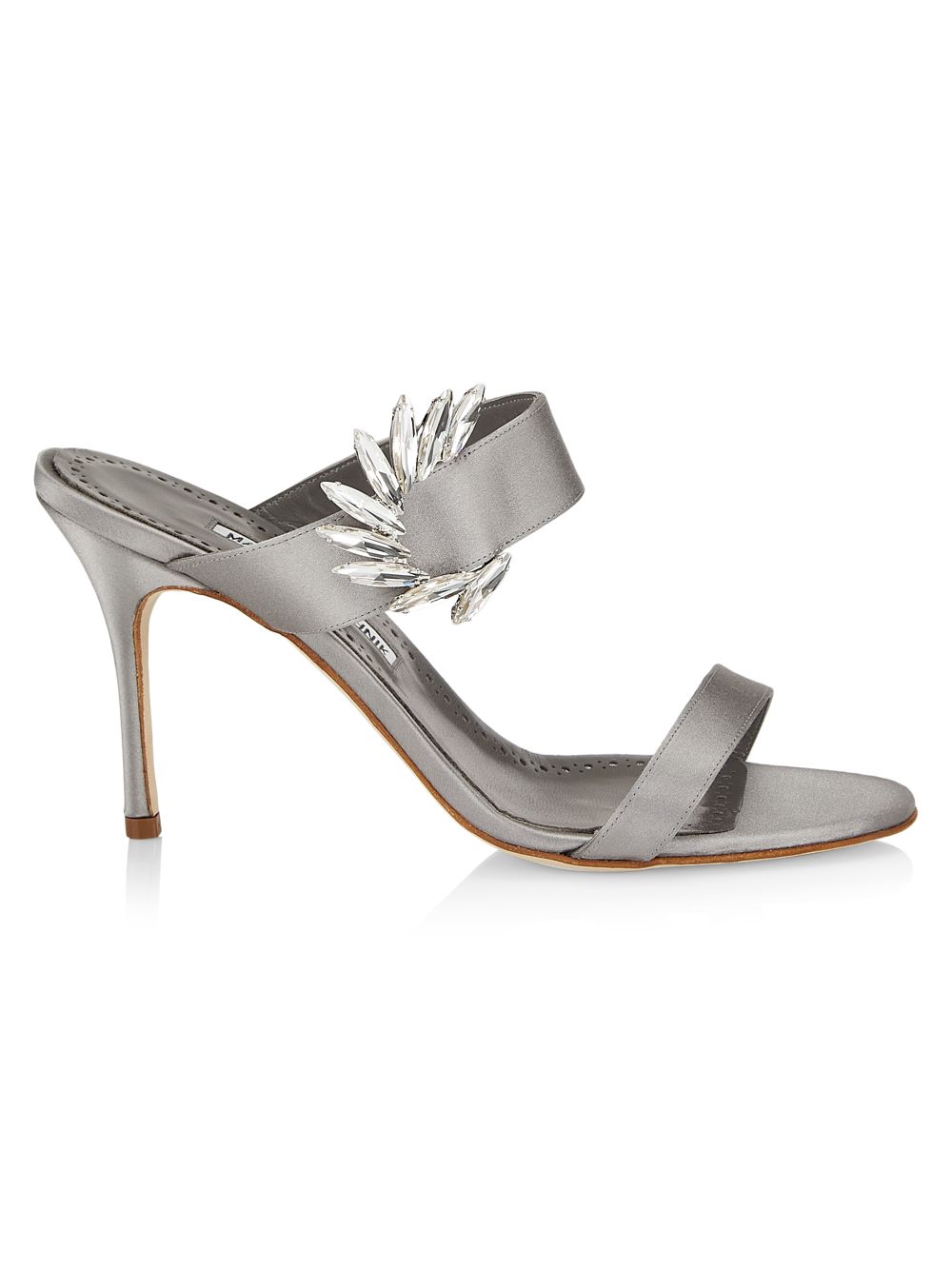 

Атласные сандалии Chivela 90MM с кристаллами Manolo Blahnik, серый