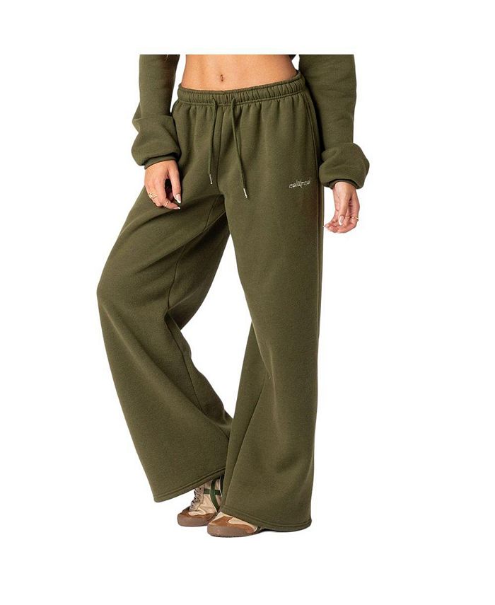 Женские широкие спортивные брюки с низкой посадкой Brenna Edikted, зеленый