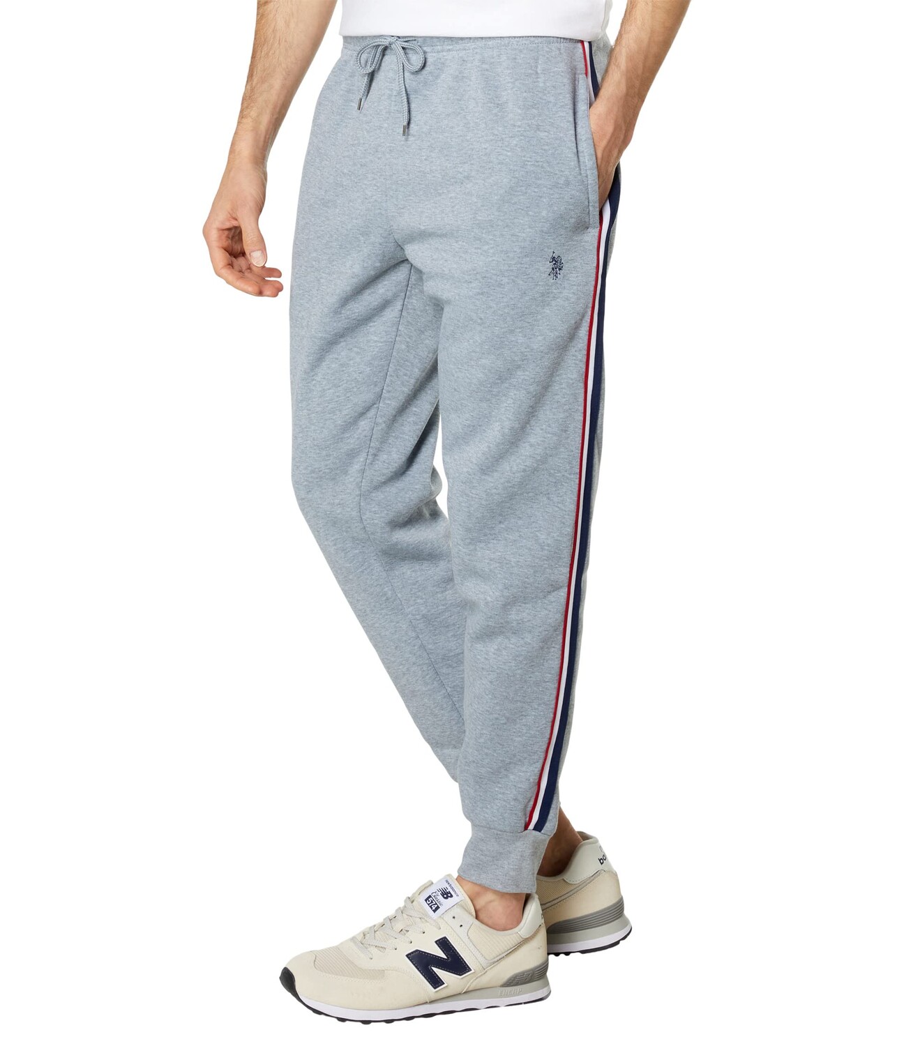 

Брюки с высокой посадкой U.S. POLO ASSN., Stripe Tape Fleece Joggers, Серый