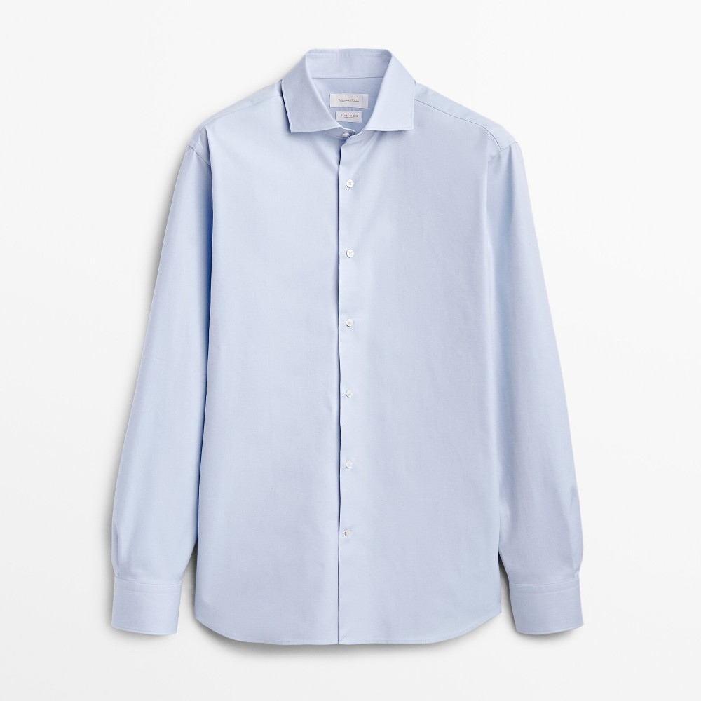 цена Рубашка Massimo Dutti Slim Fit Cotton Twill, голубой