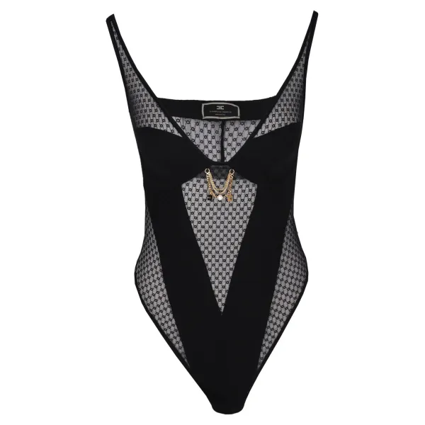 

Облегающее кружевное боди Elisabetta Franchi, черный