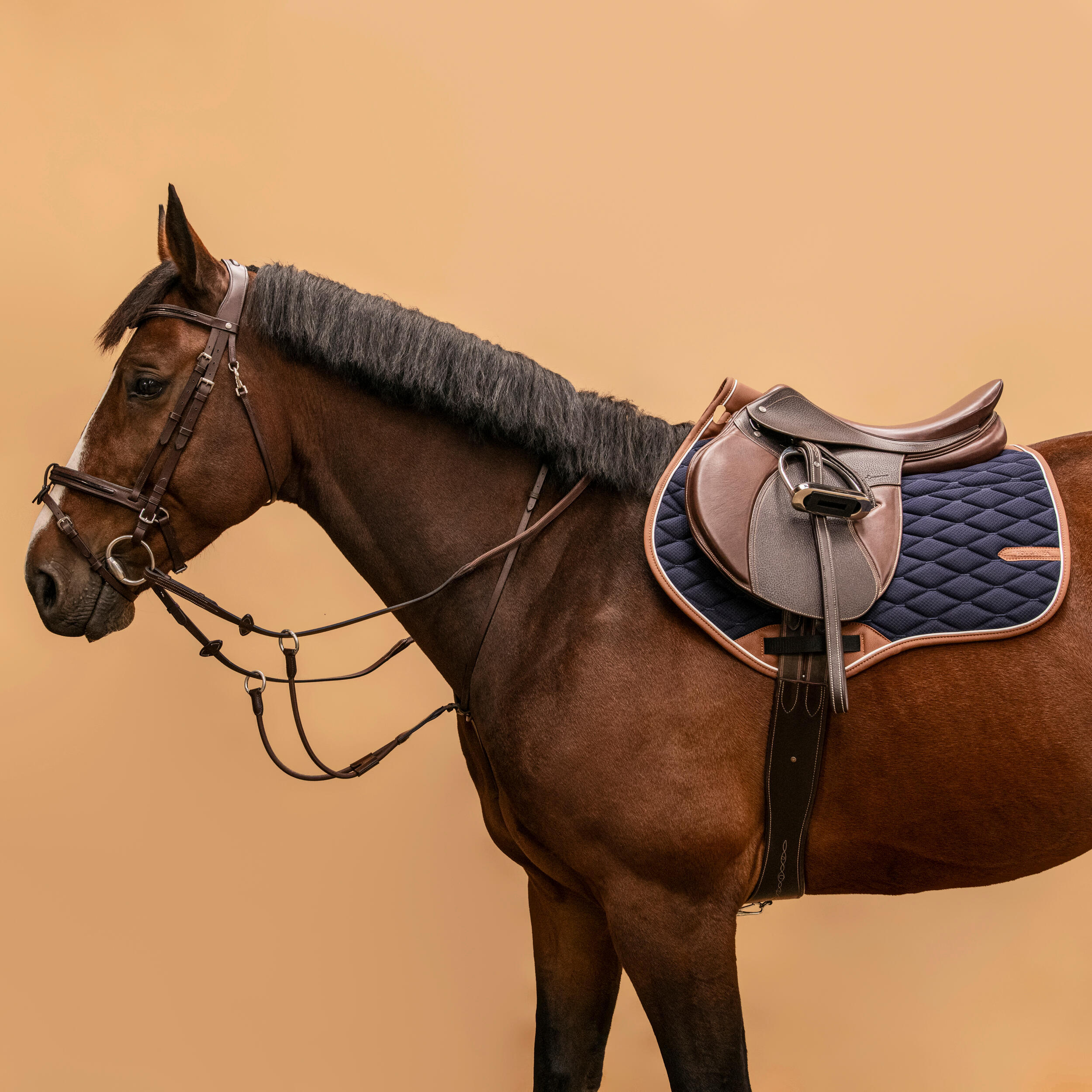 Мартингал Fouganza для лошади и пони, темно-коричневый недоуздок fouganza для лошади и пони кожаный черный