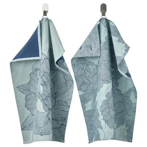 цена Набор полотенец Ikea Kalfjaril, 2 предмета, 45х60 см, синего/светло-бирюзового цвета