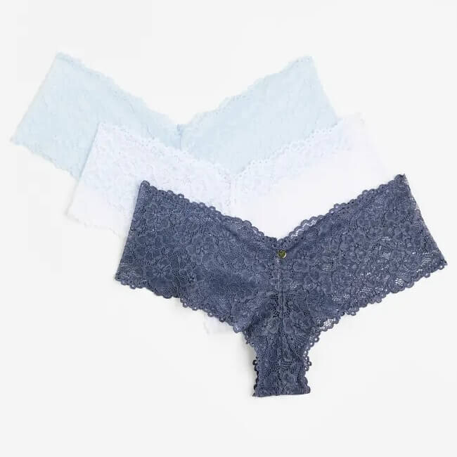 

Комплект трусов H&M Brazilian, 3 предмета, голубой/белый/темно-синий