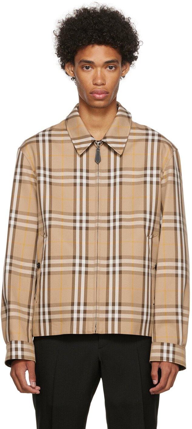 

Бежевая двусторонняя куртка харрингтон Burberry, Бежевый
