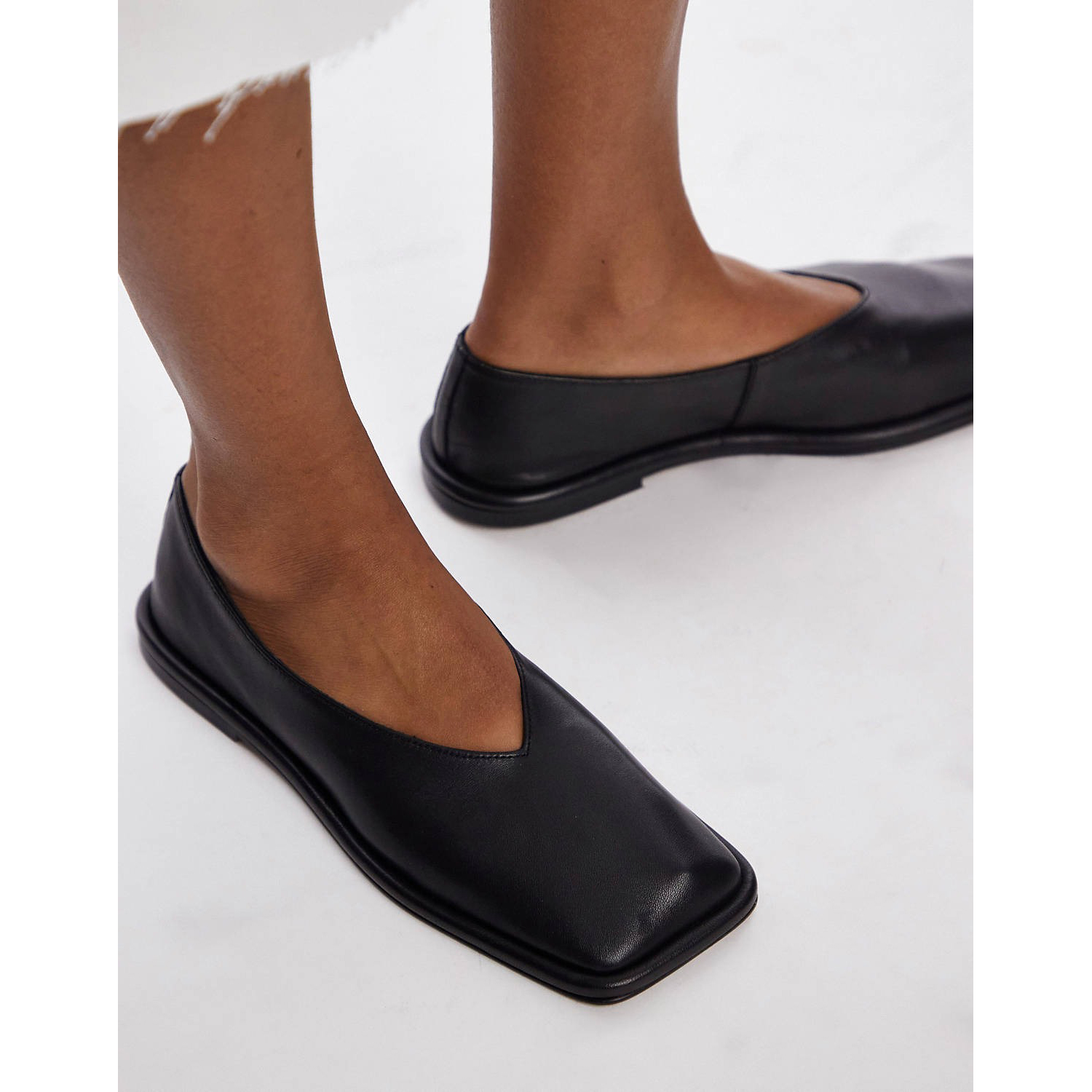 Туфли Topshop Charlotte Leather Square Toe Unlined Flat, черный туфли кожаные без задника на плоской подошве для широкой стопы размер 38 45 40 черный