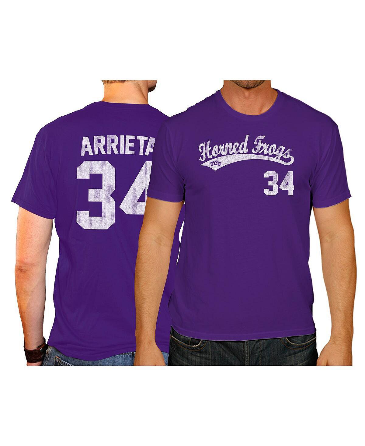 цена Мужская бейсбольная футболка jake arrieta purple tcu horned frogs ncaa Original Retro Brand, фиолетовый