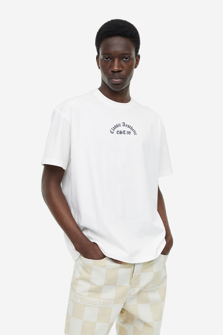 

Футболка свободного кроя с принтом H&M, белый/классическая эстетика