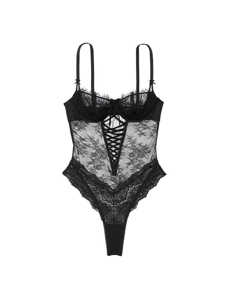 

Боди Victoria's Secret Very Sexy Wicked Unlined Lace-up Teddy, чёрный