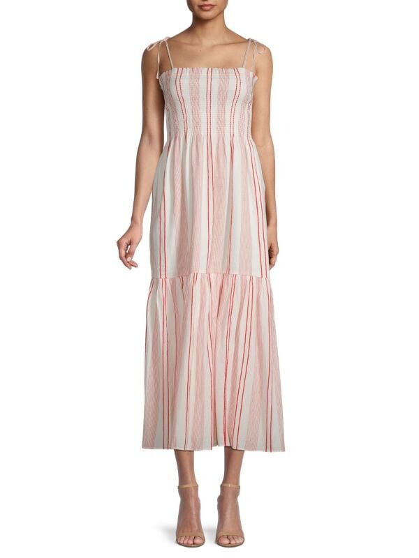 

Присборенное платье макси в полоску jailene Joie Pink multicolor