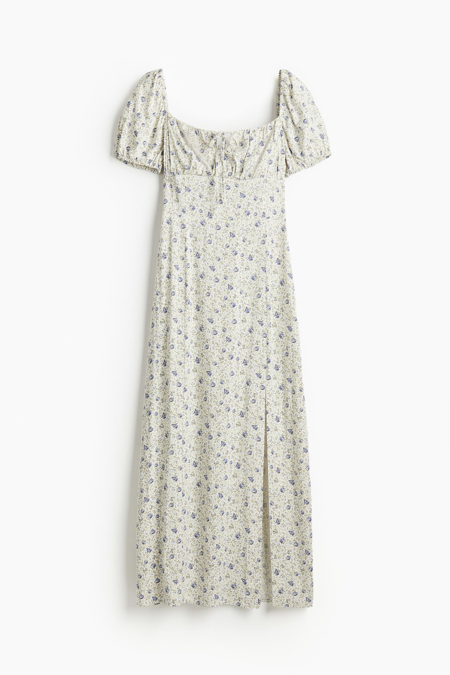 Платье H&M Puff-sleeved Midi Floral, кремовый