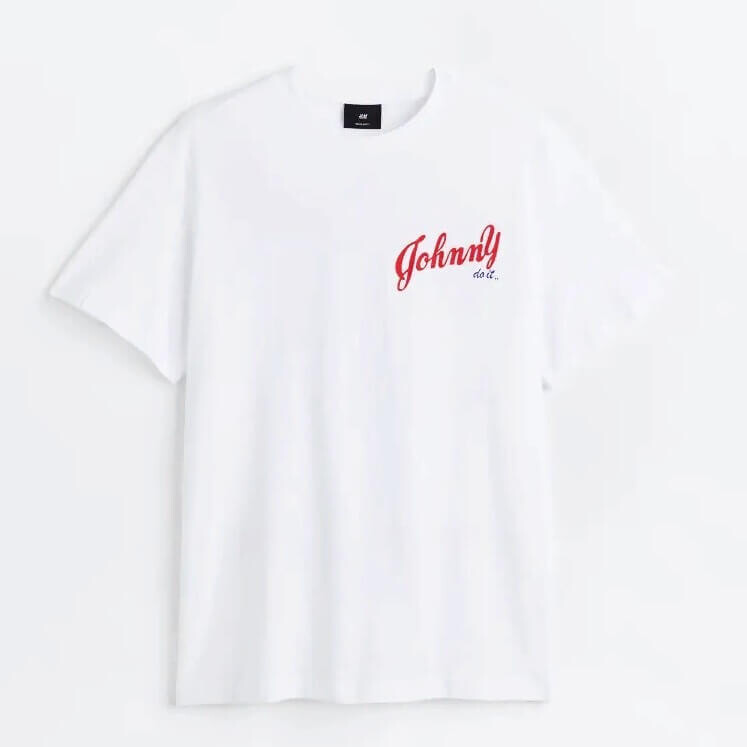 

Футболка с принтом H&M Johnny Regular Fit, белый