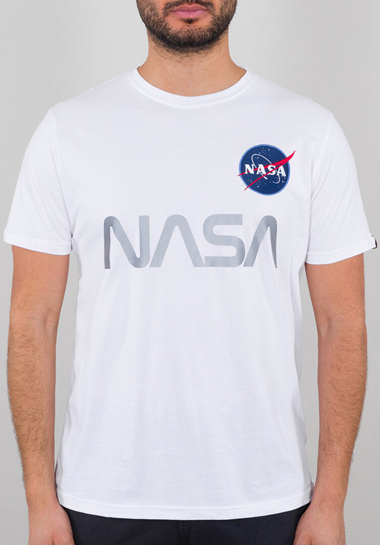 

Футболка Alpha Industries NASA Reflective, бело-серая