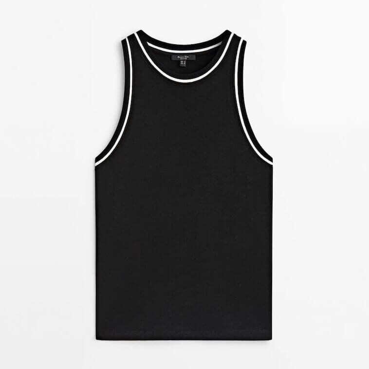 

Топ Massimo Dutti Sleeveless Contrast, черный