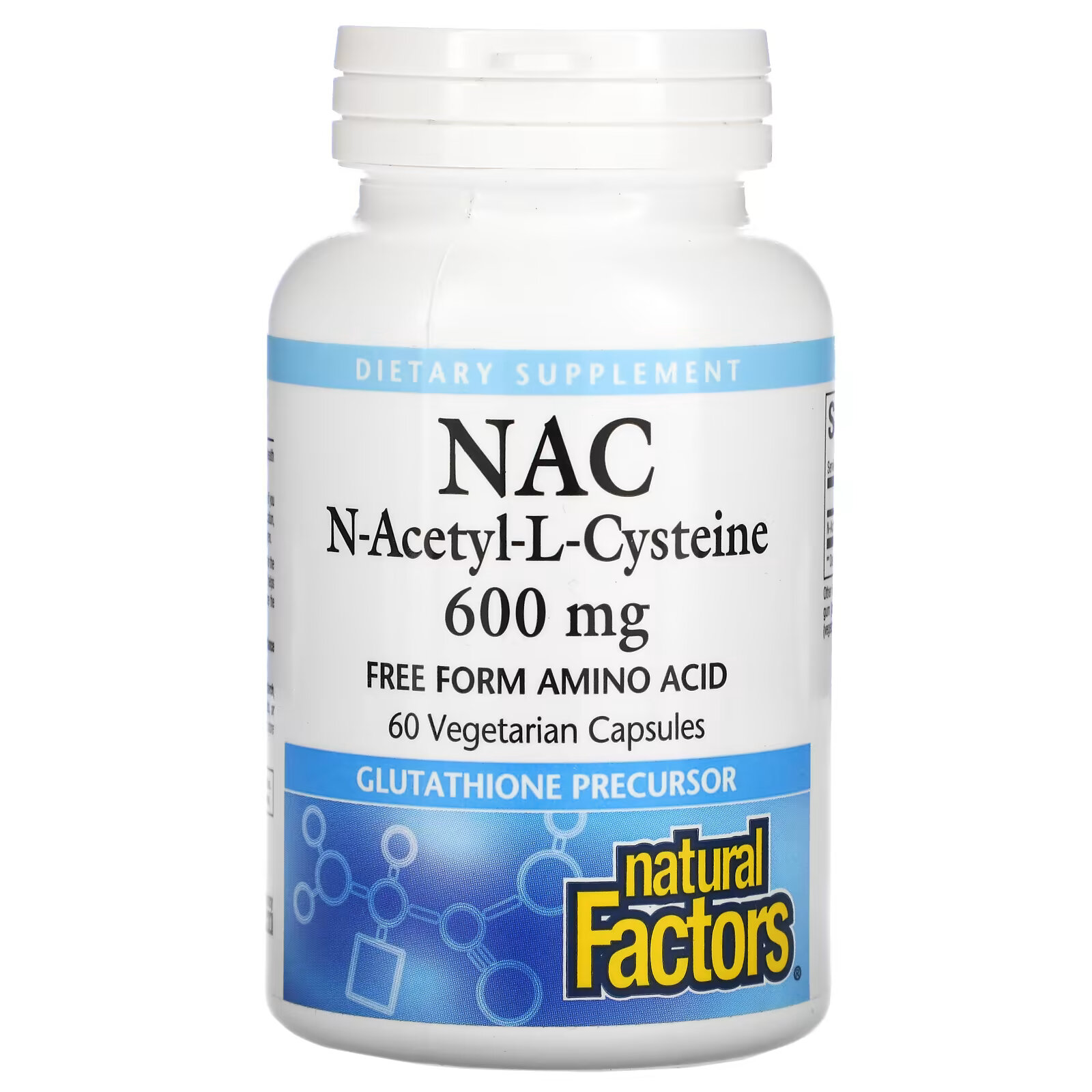Natural Factors, NAC N-ацетил-L цистеин, 600 мг, 60 вегетарианских капсул swanson nac n ацетил l цистеин 600 мг 60 растительных капсул