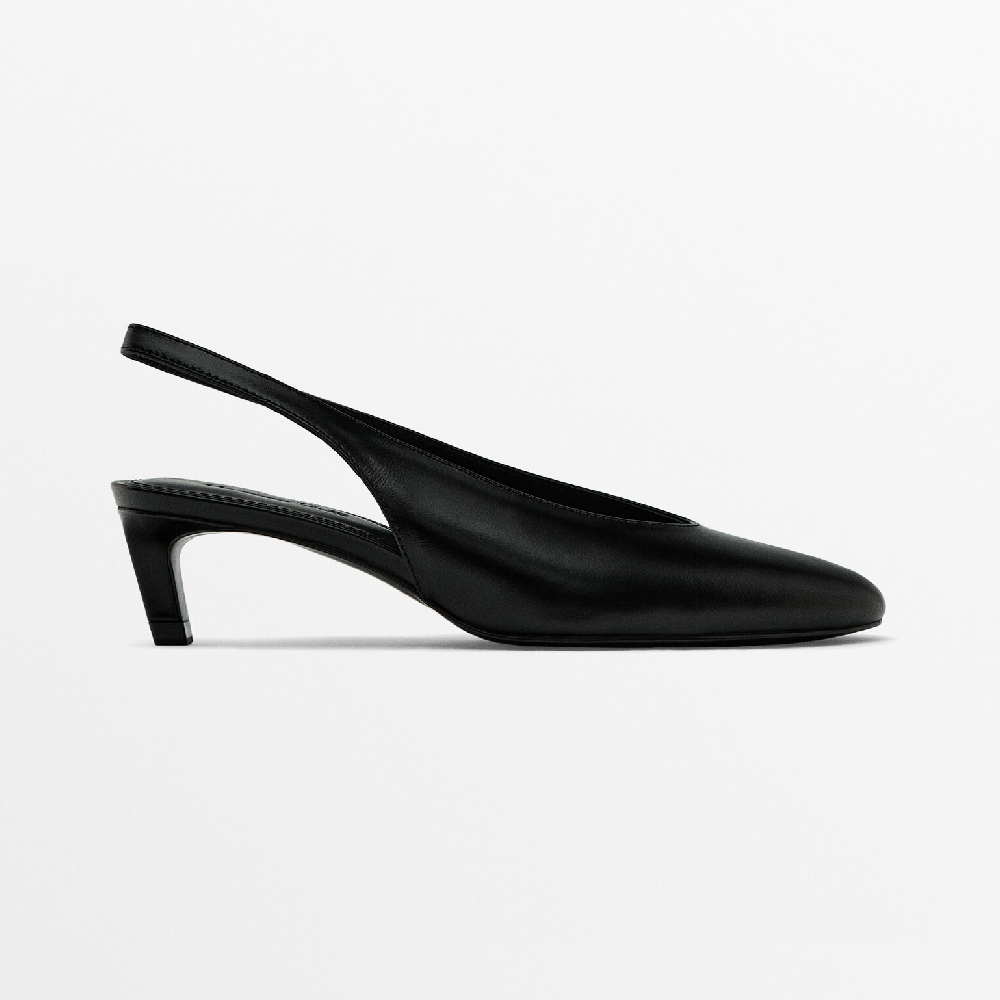 Туфли Massimo Dutti Round Toe Slingback Heeled, черный туфли zara animal texture heeled slingback чёрный